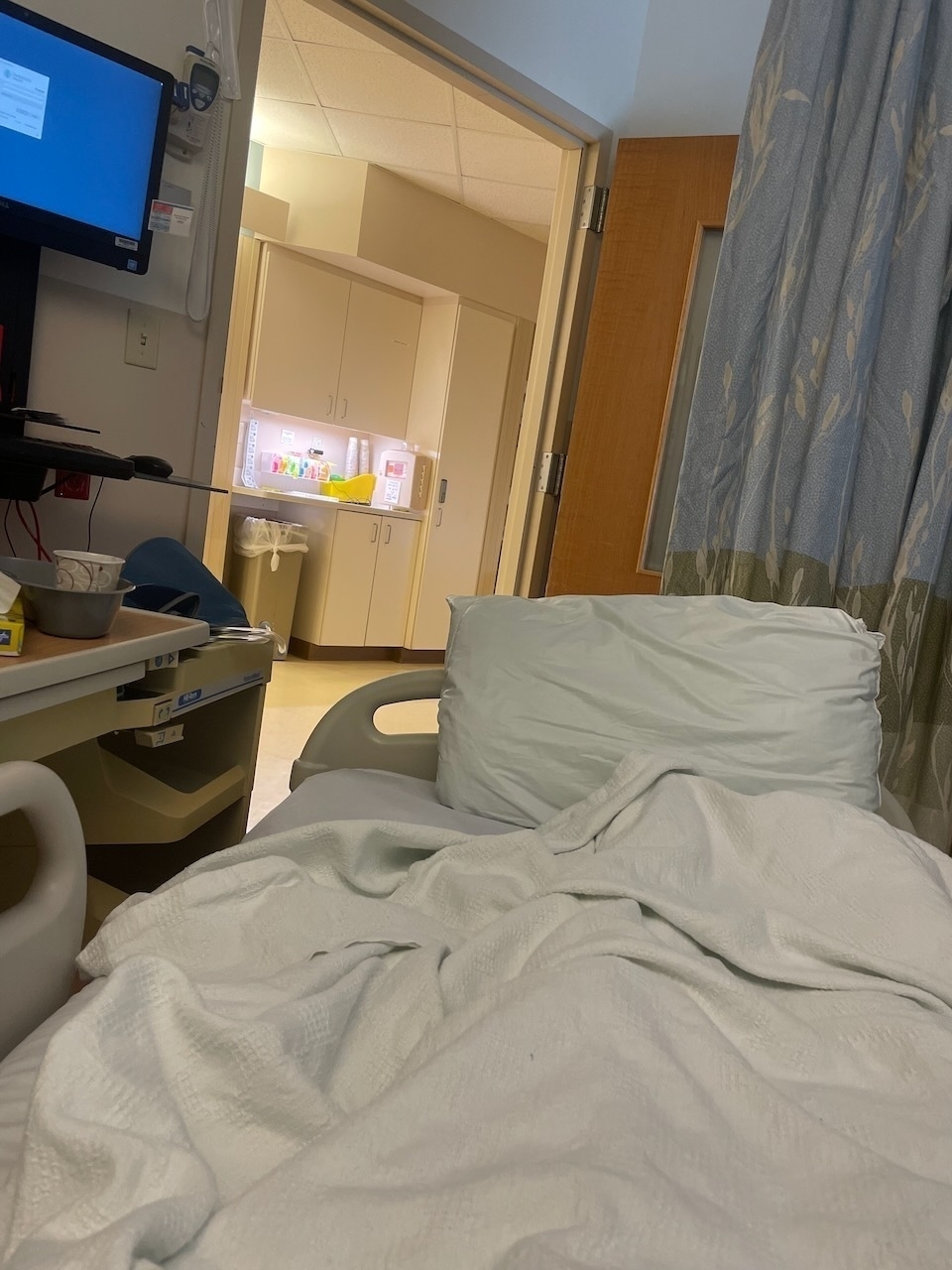 the view from a hospital bed